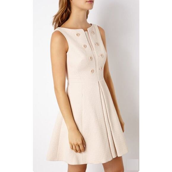 NWT Karen Millen Womens Fit & Flare Sleeveless Double Breasted Dress Pale Pink 4 - Picture 10 of 10